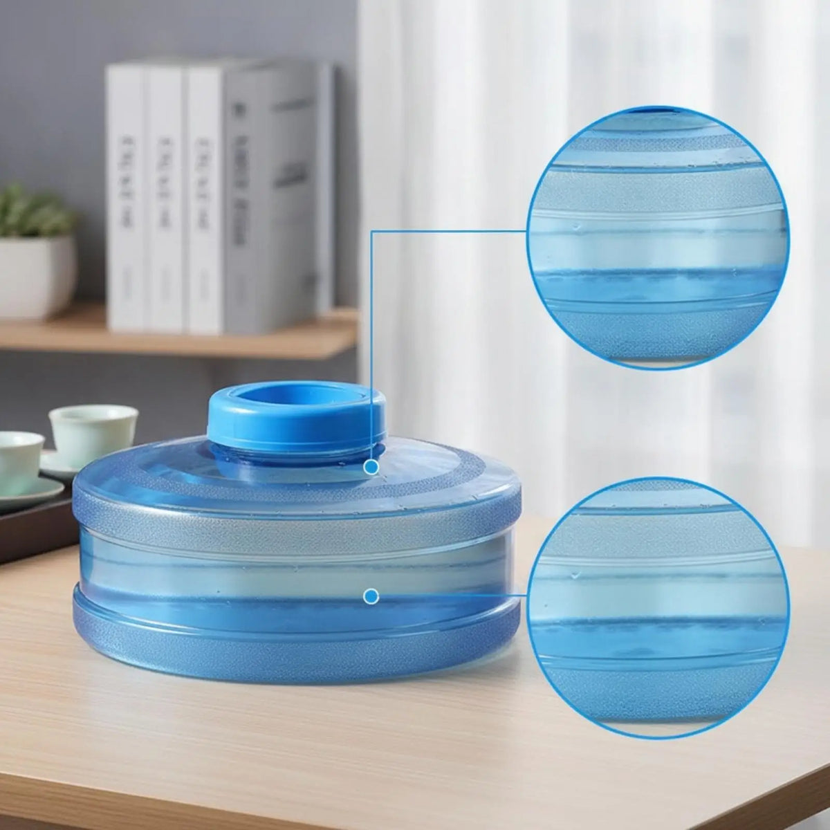 Flat Round Water Container with Lid – Compact Tea Table Storage Water Storage Container PLUSH