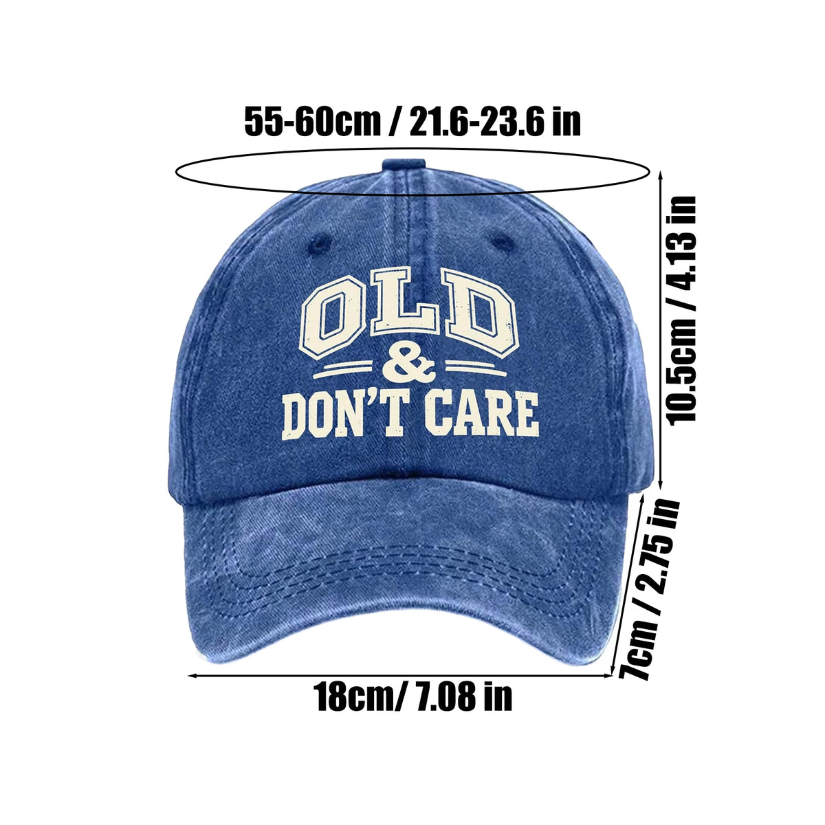 "OLD Don't Care" Embroidered Retro Washed Baseball Cap Baseball Cap PLUSH Blue