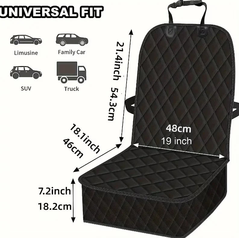 Non-Slip Dog Car Seat Cover – Waterproof Front Seat Protector Pet Car Seat Cover PLUSH 1Pcs Full Black 1