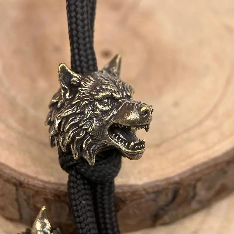 Wolf Head Brass Bead Charm – DIY Paracord & Bracelet Pendant Jewelry Bead Charm PLUSH