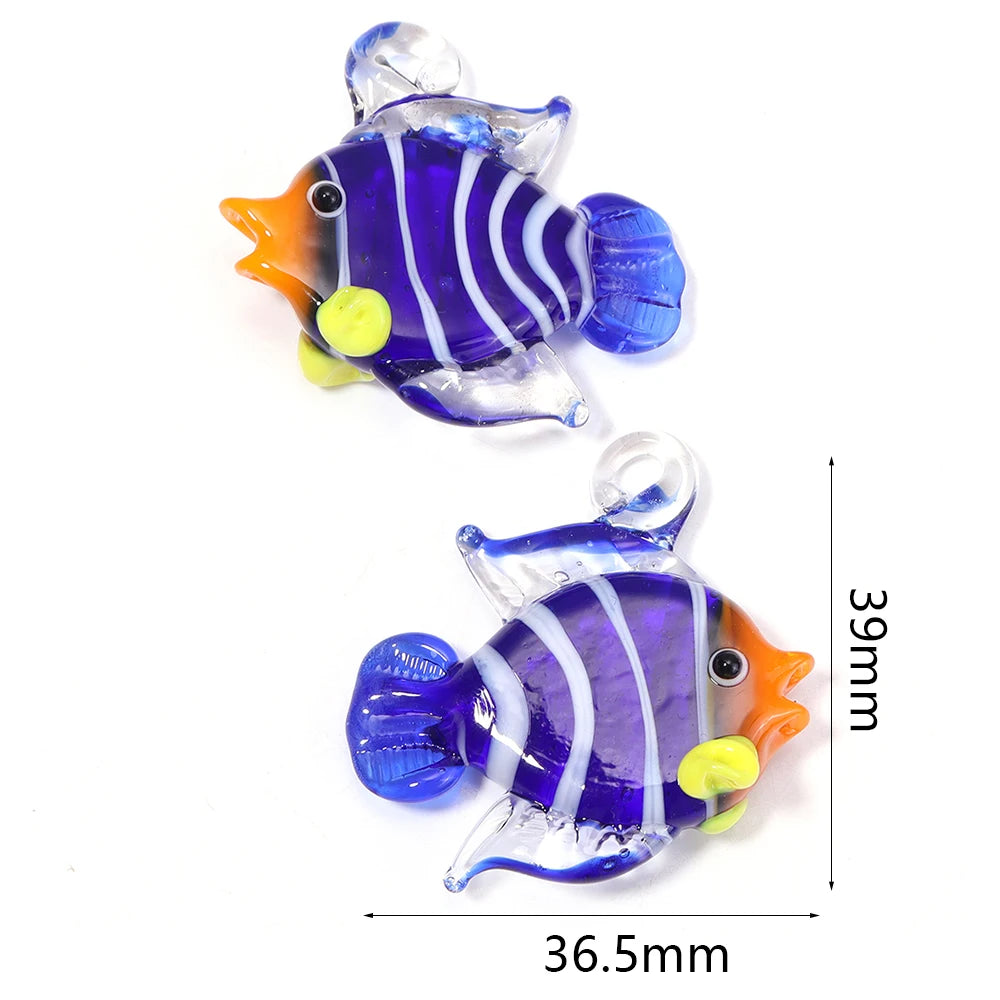 Tropical Fish Lampwork Glass Beads 2pcs – DIY Jewelry Charms Lampwork Glass Beads PLUSH royal blue