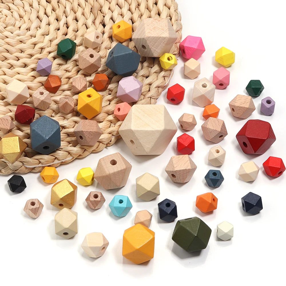 Colorful Geometric Wood Spacer Beads 10-30mm | DIY Jewelry Wood Spacer Beads PLUSH