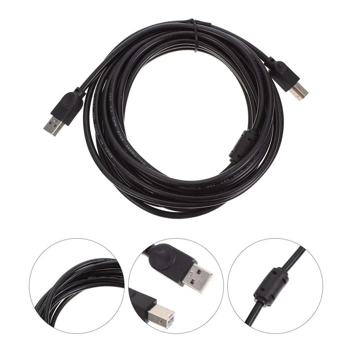 Foxnovo USB Printer Cable Copper Core – No Driver, 5M USB Printer Cable PLUSH