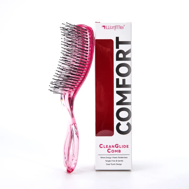 Japanese Anti-Static Hair Brush & Massage Comb Set w/ Hair Ties Hair Brush Set PLUSH Pink