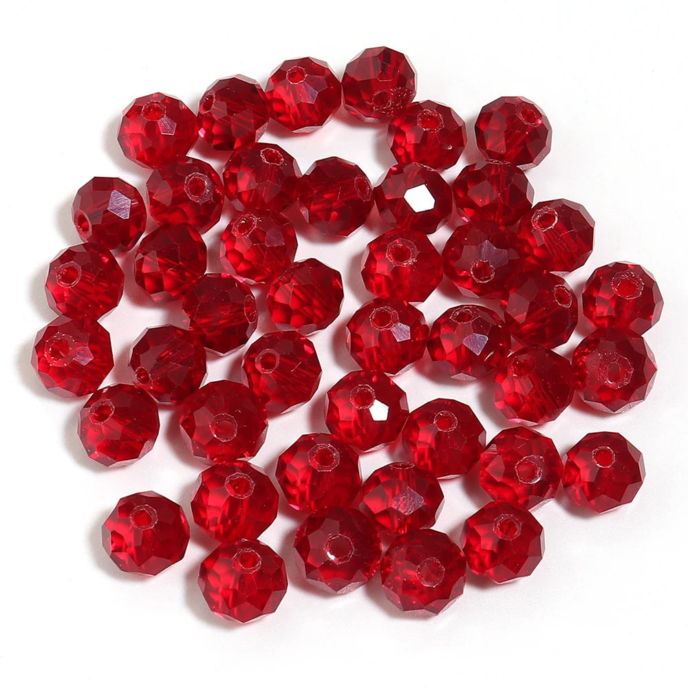 Red Faceted Glass Rondelle Spacer Beads 50-200pcs | DIY Jewelry Glass Spacer Beads PLUSH 8x6mm 100pcs