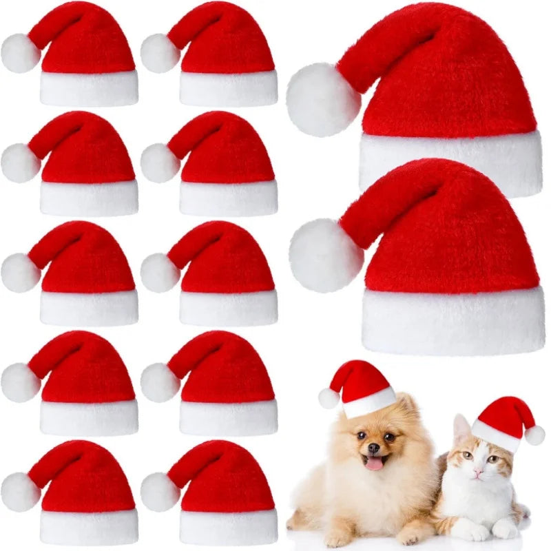 Dog Santa Hat – Red Plush Christmas Cap for Pets Pet Holiday Costume PLUSH