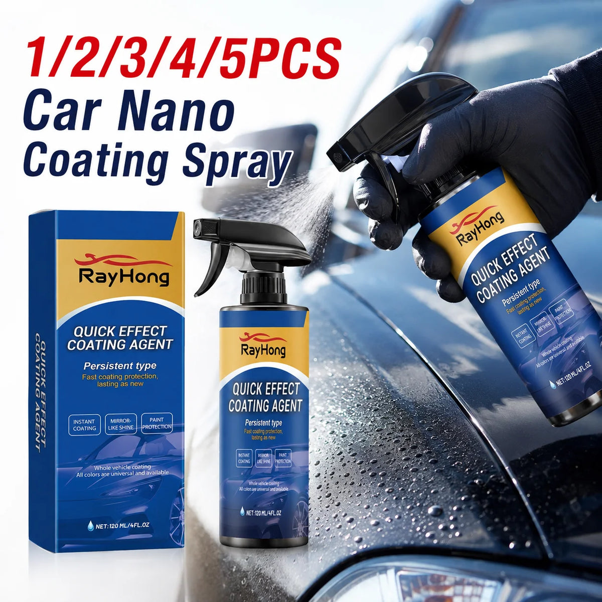 RayHong Nano Ceramic Coating Spray – Hydrophobic Car Polish Ceramic Coating Spray PLUSH