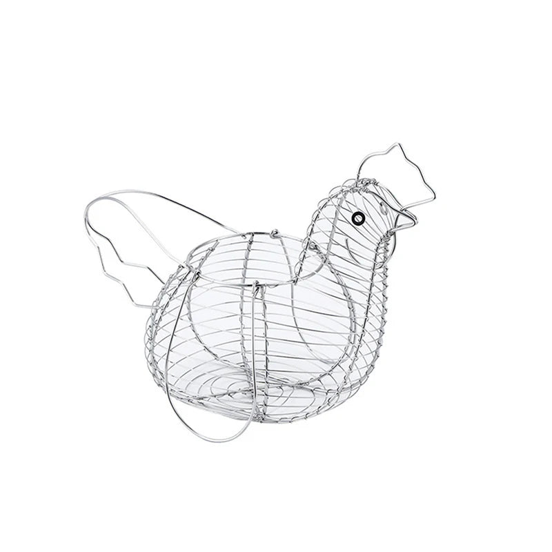 Metal Chicken Wire Egg Basket – Farmhouse Kitchen Organizer Wire Storage Basket PLUSH