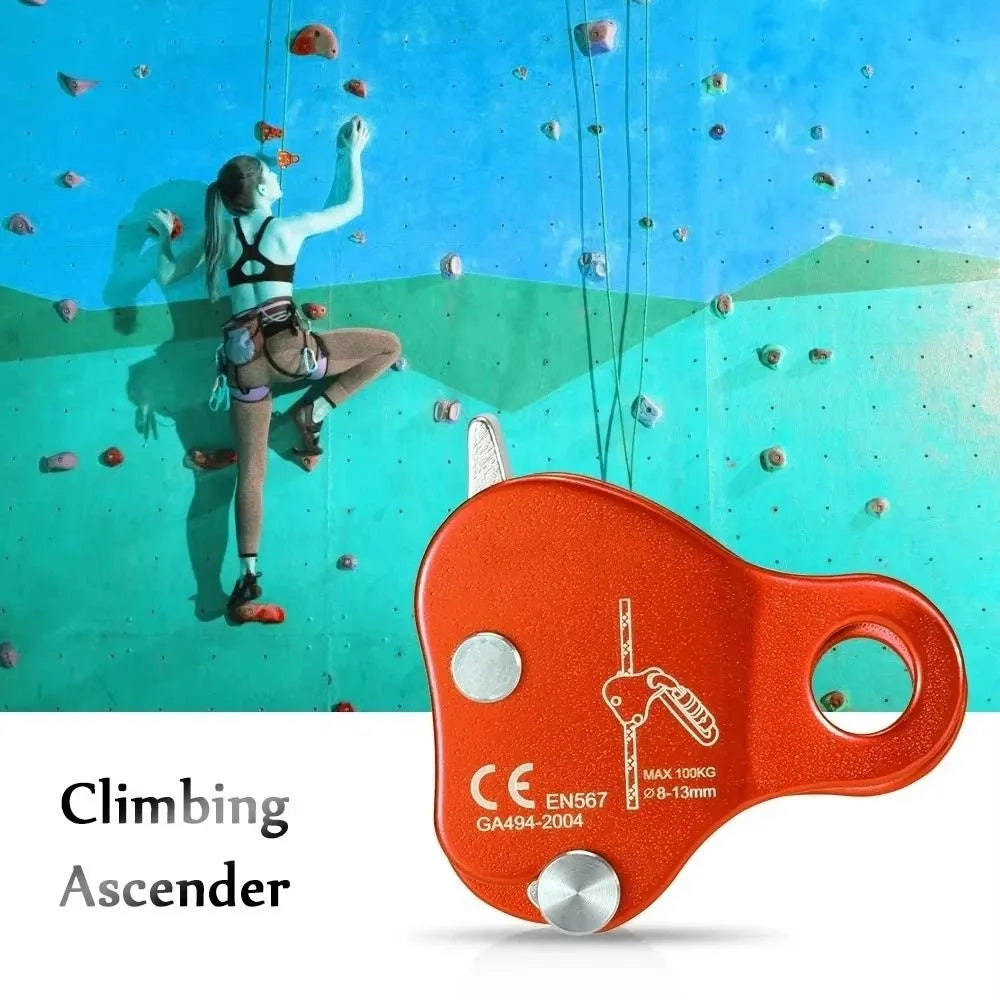 Self-Locking Rope Grab Ascender | Aluminum Climbing Carabiner Rope Grab Ascender PLUSH