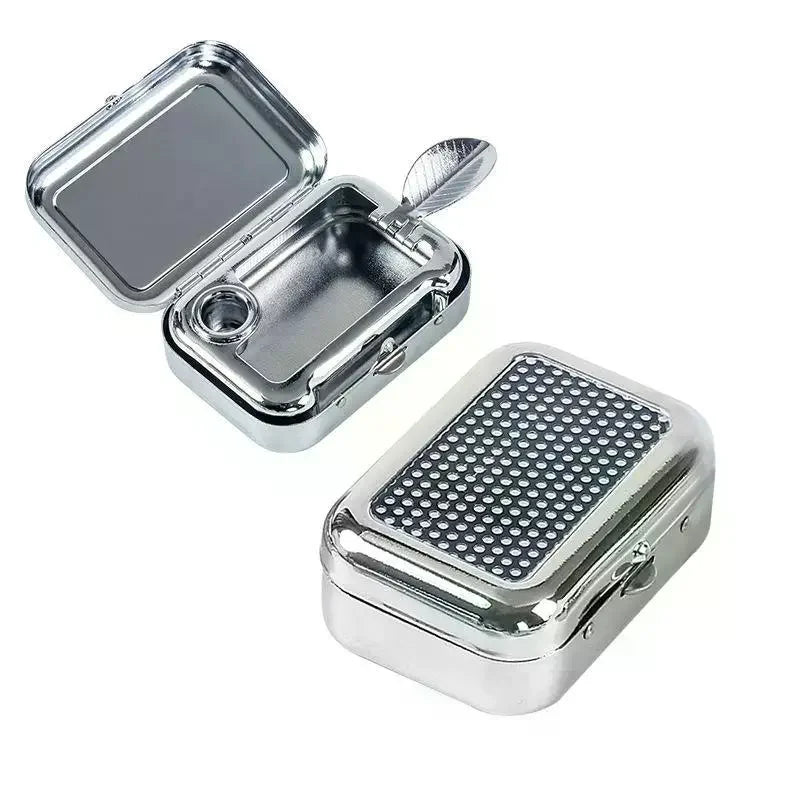Stainless Steel Pocket Ashtray | Sealed Lid Windproof Travel Portable Pocket Ashtray PLUSH