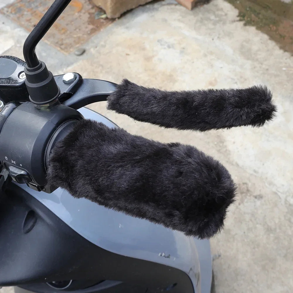 Winter Plush Motorcycle Handle Covers – Warm Non-Slip Grip Handlebar Hand Guards PLUSH
