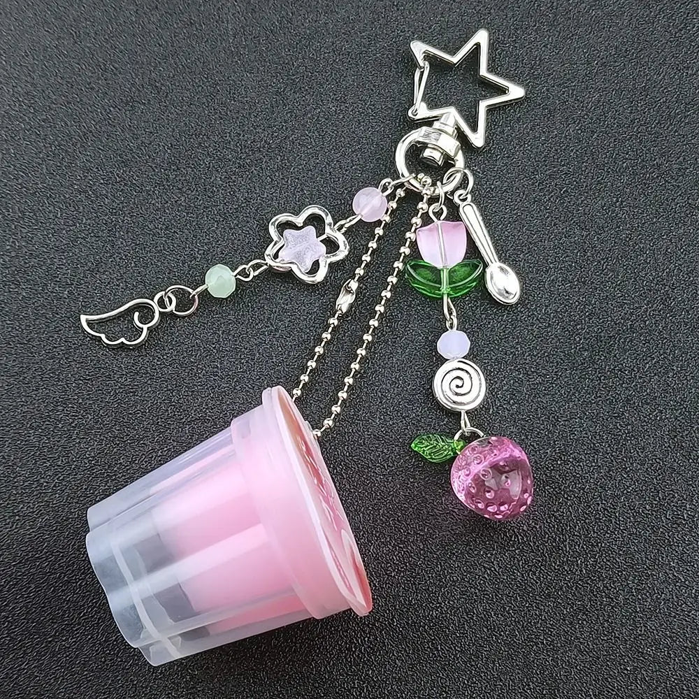 Kawaii Japanese Pudding Keychain – Y2K Beaded Bag Charm Beaded Bag Charm PLUSH
