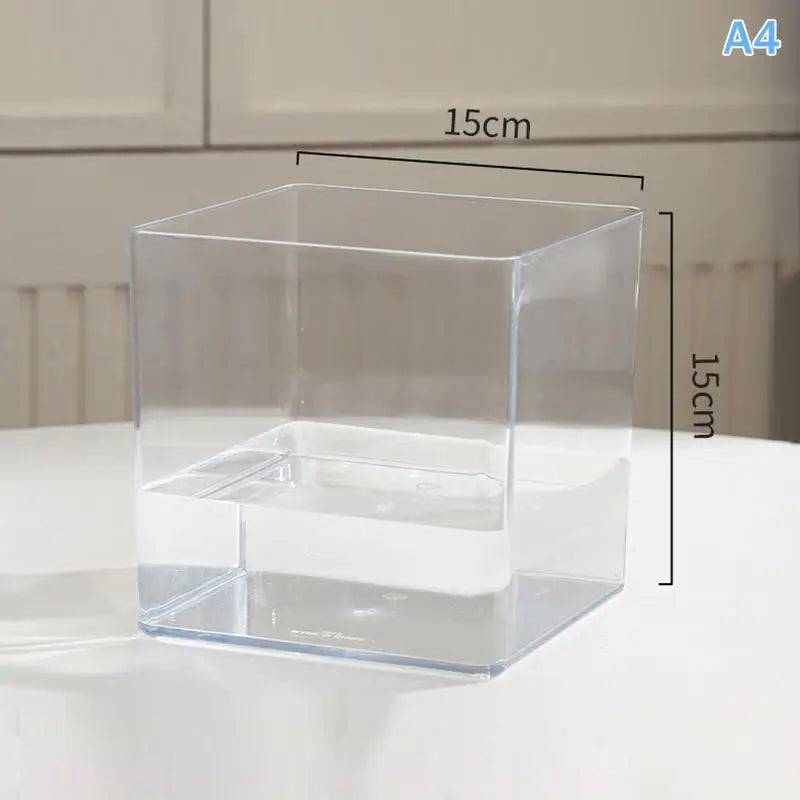Transparent Acrylic Flower Pot – Square & Round Desktop Planter Decorative Planter PLUSH A4