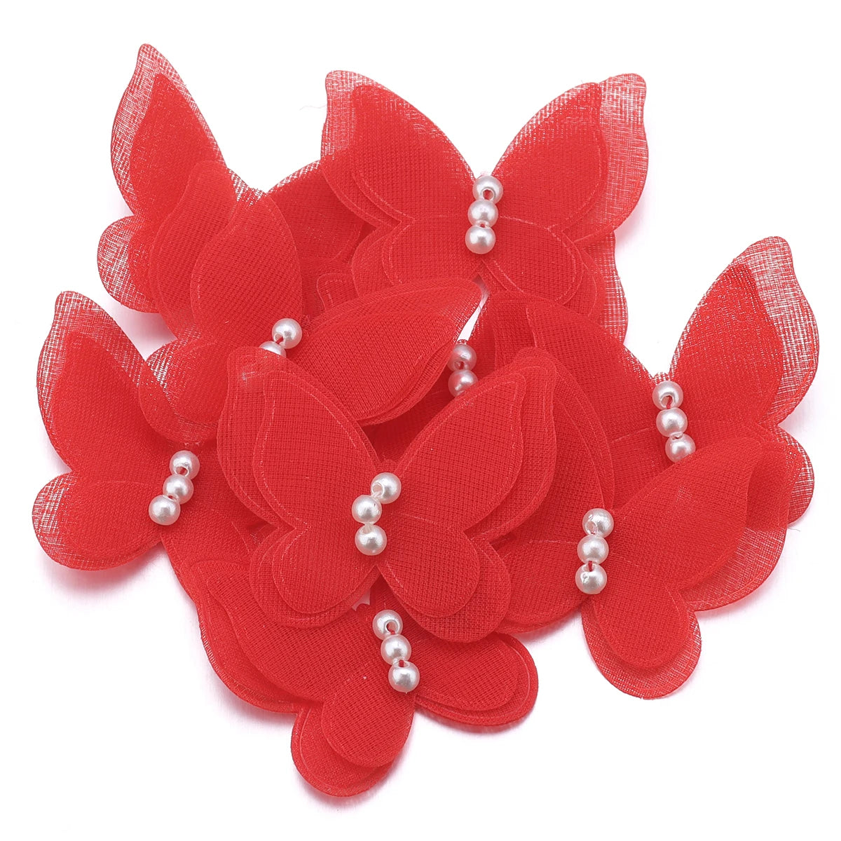 10pcs 3D Lace Butterfly Appliqués – DIY Sewing Craft Patches Fabric Appliqué Patch PLUSH Red