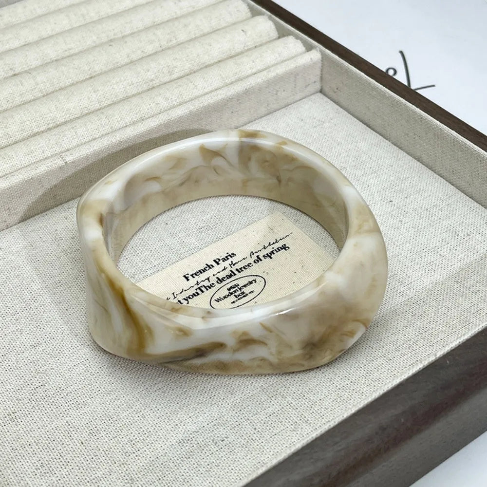 Bohemian Wide Acrylic Bangle – Smudge Pattern Bracelet for Women Acrylic Bangle Bracelet PLUSH Style C