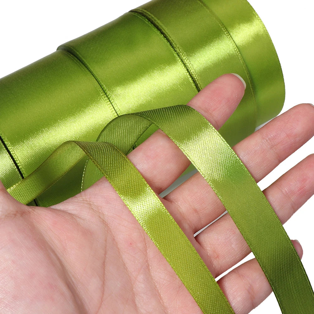 25 Yards Olive Green Satin Ribbon – Multi-Width DIY Craft Satin Craft Ribbon PLUSH