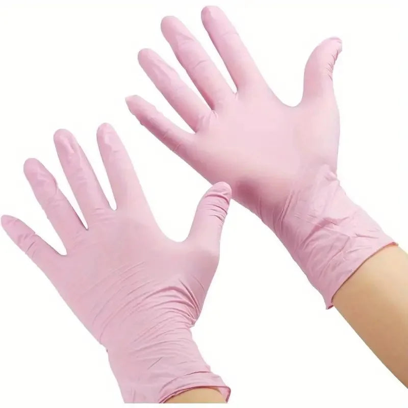 Light Pink Nitrile Disposable Gloves 10–100pcs | Kitchen & Salon Disposable Nitrile Gloves PLUSH