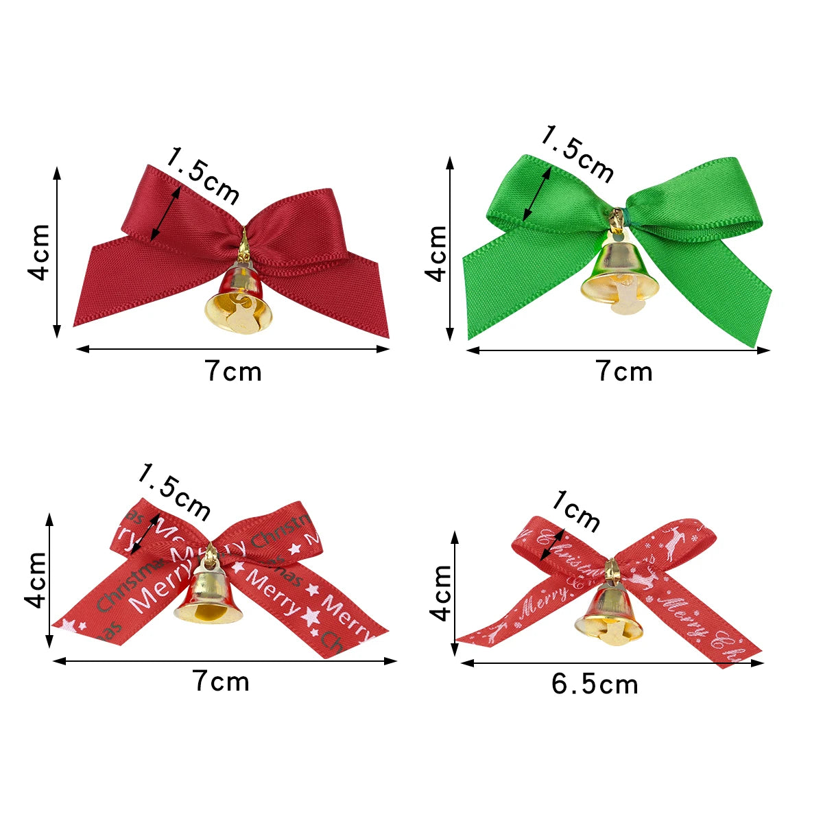 10pcs Christmas Bowknot Bell Bows – DIY Jewelry & Tree Decor Craft Bow Ornaments PLUSH