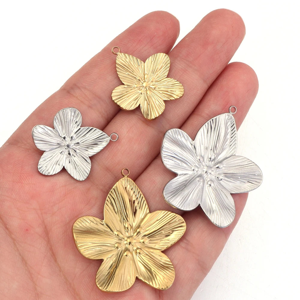 2pcs Stainless Steel Flower Charms for DIY Jewelry Making Jewelry Making Charms PLUSH