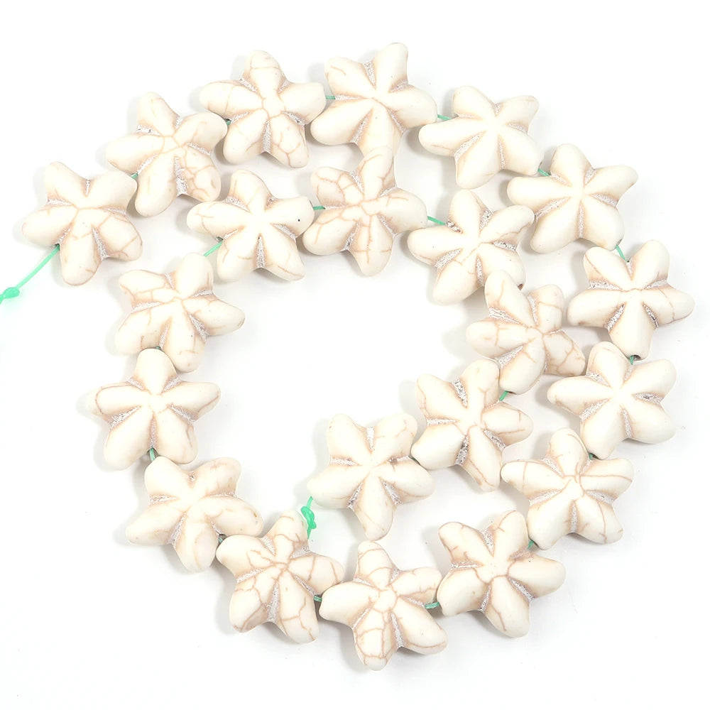 Starfish Turquoise Stone Beads 1 Strand – DIY Jewelry Making Stone Spacer Beads PLUSH White