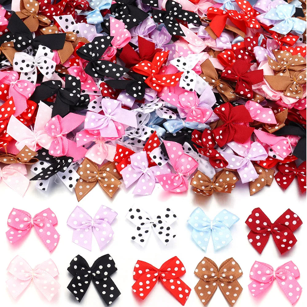 30pcs Mini Polka Dot Ribbon Bows 2.5cm – DIY Craft Decor Ribbon Bows PLUSH