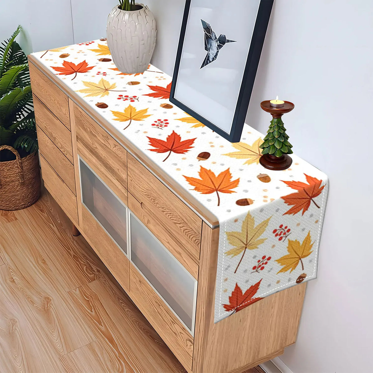 Autumn Maple Leaf Table Runner | Thanksgiving Fall Décor Seasonal Table Runner PLUSH