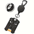Retractable Carabiner Keychain & Vertical ID Card Badge Holder Retractable Badge Reel PLUSH black