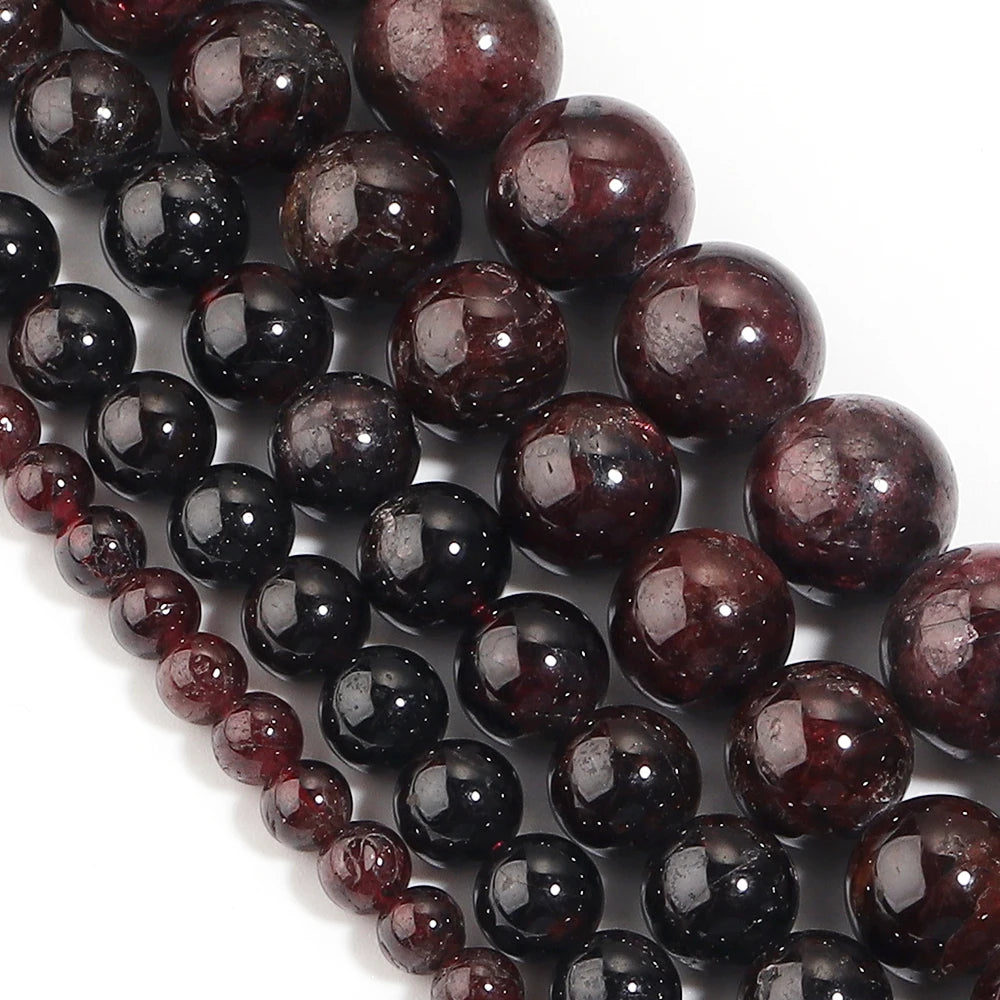 Wine Red Garnet Natural Stone Round Beads 4–12mm | DIY Jewelry Natural Stone Beads PLUSH
