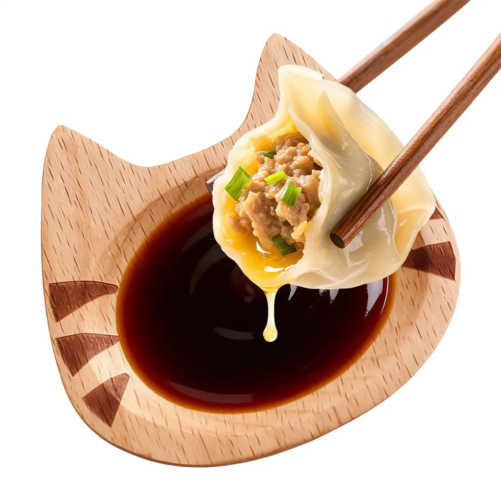 Cute Cat Wooden Dipping Sauce Dish – Mini Snack Saucer Dipping Sauce Dish PLUSH