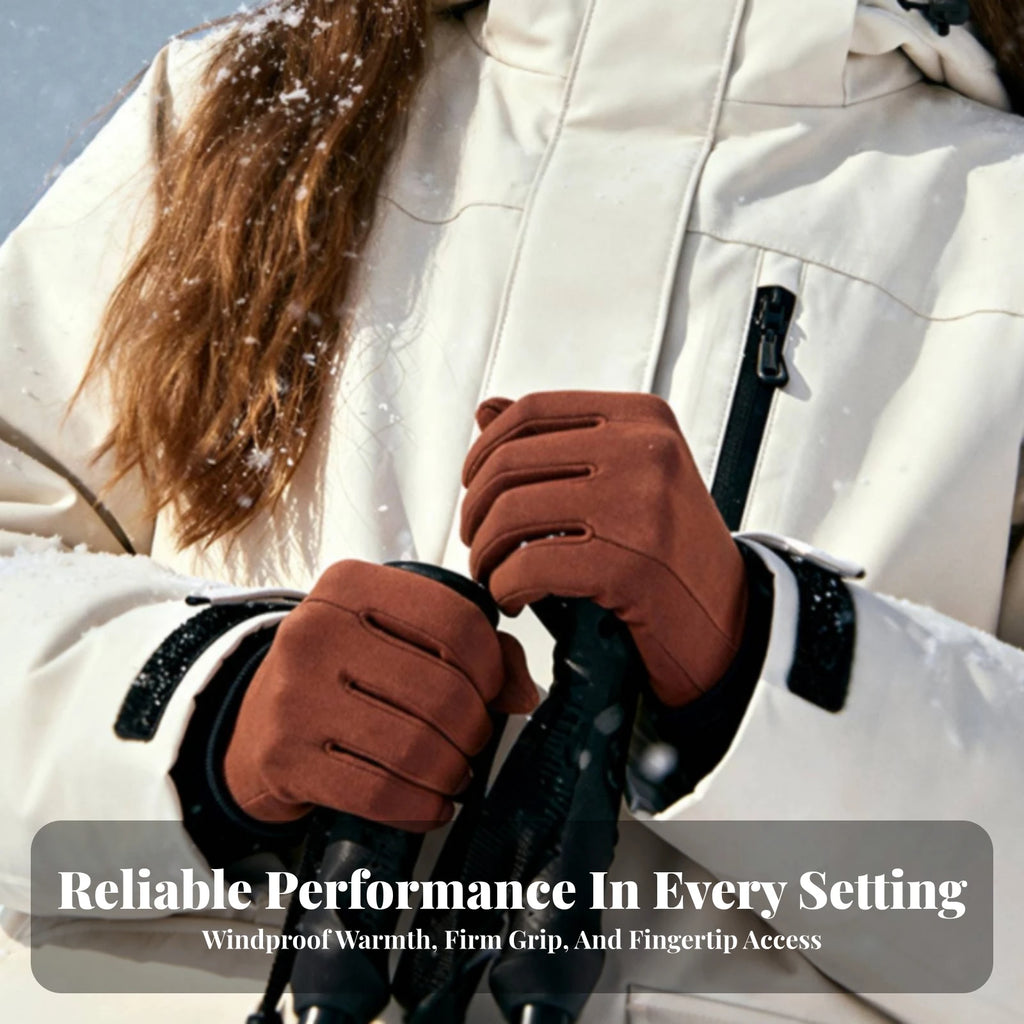 Flip-Top Thermal Gloves – Windproof Touchscreen Knit Mittens Convertible Finger Gloves PLUSH