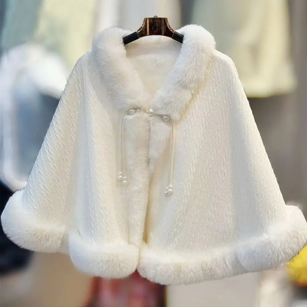 Women's Chinese Style Knitted Cloak Cape Shawl Wrap | Elegant Women's Cape Shawl PLUSH