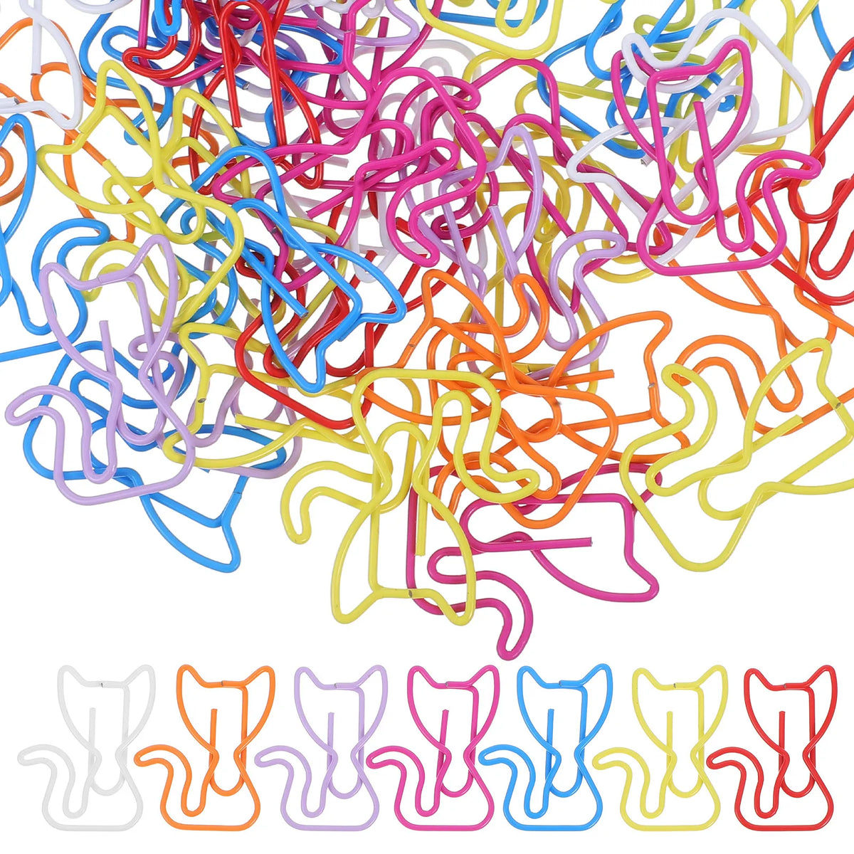 50pcs Cat-Shaped Metal Paper Clips & Bookmark Clips – Multicolor Decorative Paper Clips PLUSH Default Title