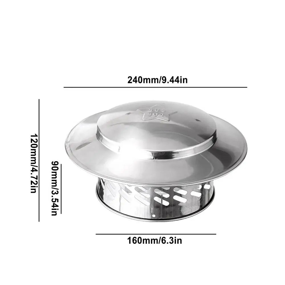 Stainless Steel Chimney Rain Cap | Waterproof Exhaust Pipe Cover Chimney Vent Cap PLUSH 160mm