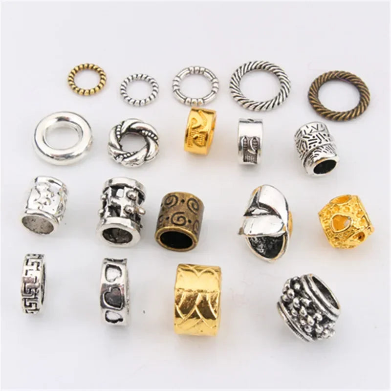 5pcs Viking Dreadlock Hair Braid Beads Cuffs Rings Gold Silver Hair Braid Cuffs PLUSH