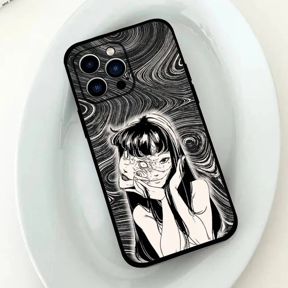 Junji Ito Anime iPhone Case – Shockproof Silicone Cover Anime Phone Case PLUSH -3 iPhone 15 Pro