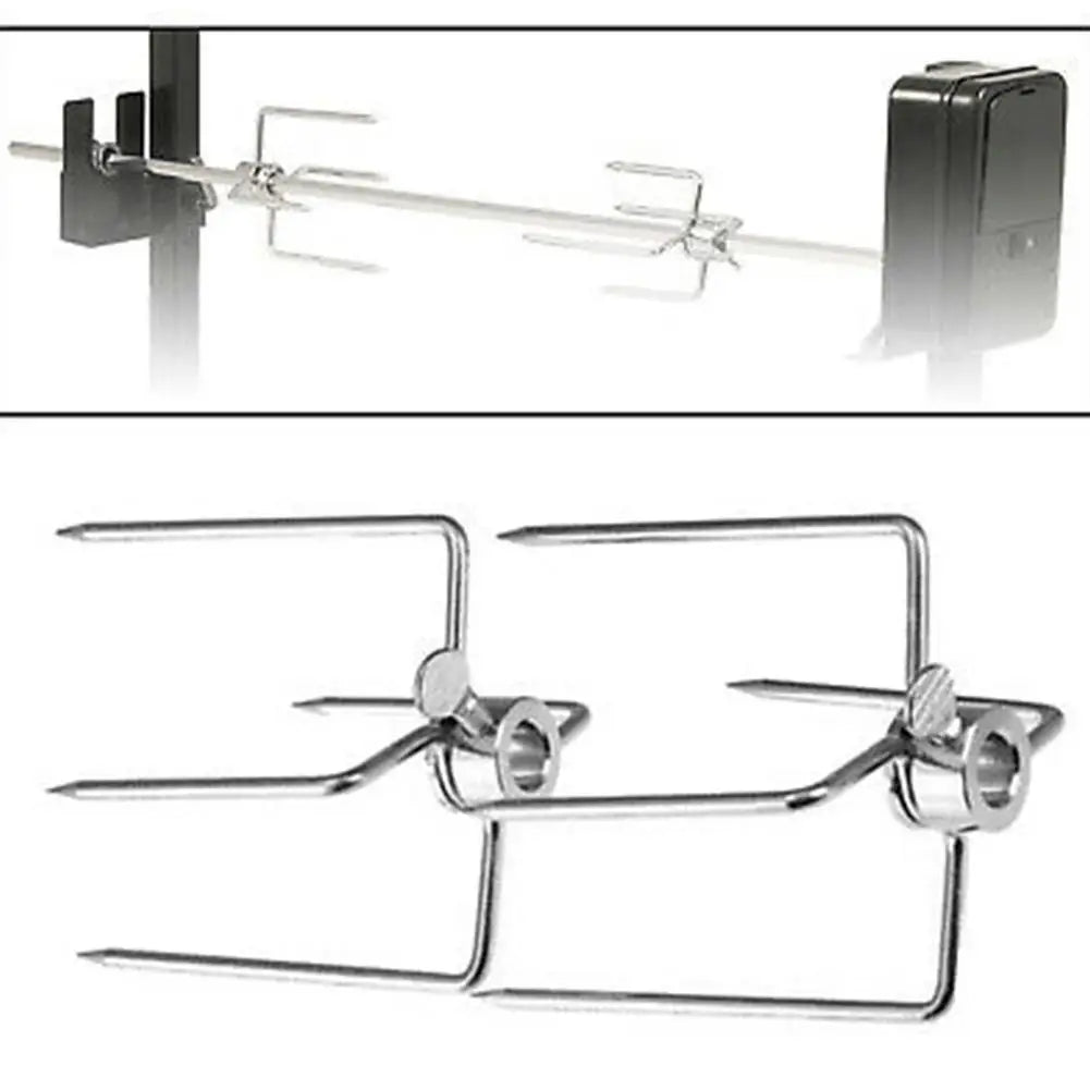 Rotisserie BBQ Grill Fork – Food Grade Chrome Steel Skewer BBQ Rotisserie Fork PLUSH