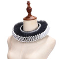 Detachable Renaissance Ruff Collar – Victorian False Collar Costume Ruff Collar PLUSH S-Black-White Edging