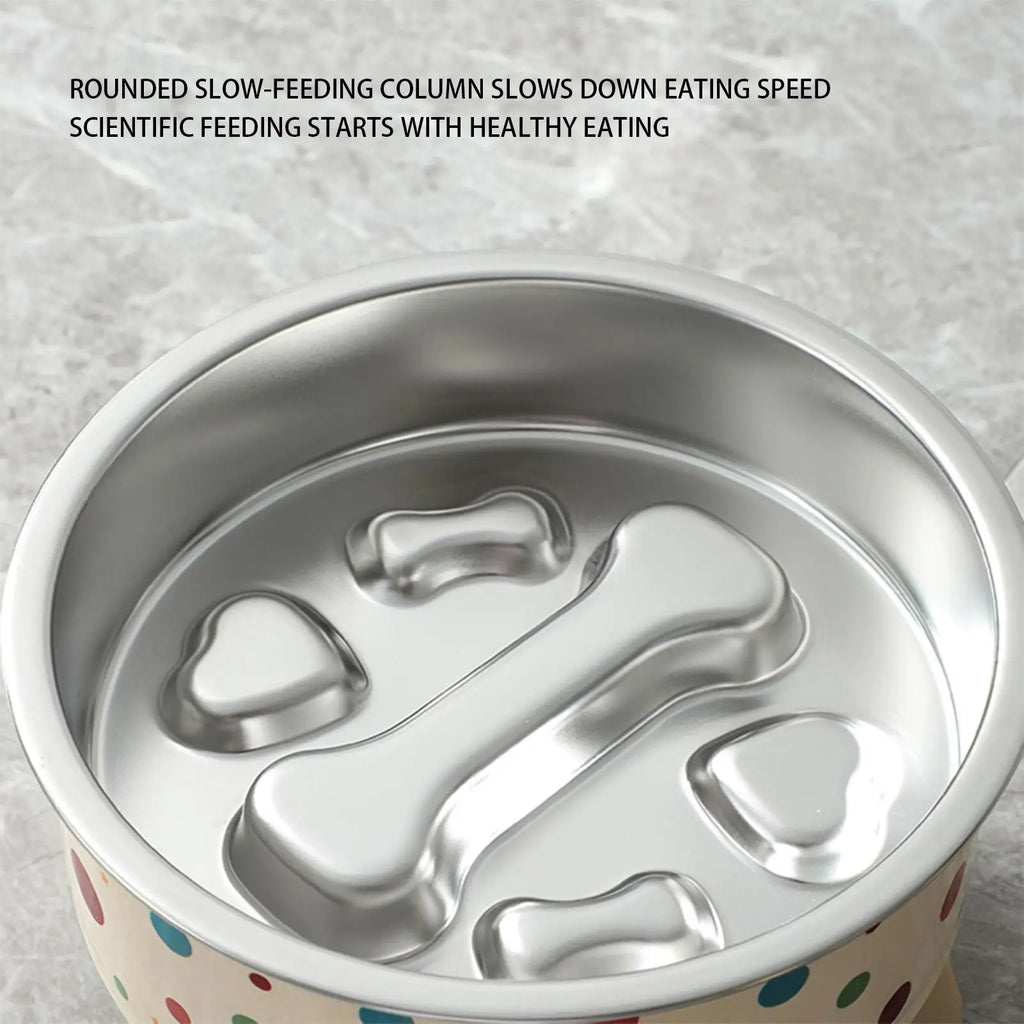 Elevated Stainless Steel Slow Feeder Bowl – Cats & Dogs Elevated Pet Bowl PLUSH