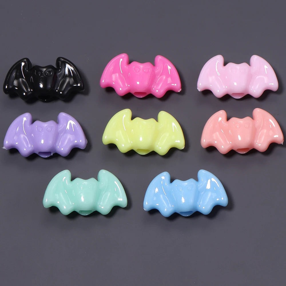 50pcs Bat Shape Plastic Spacer Beads – Halloween Jewelry Making Jewelry Making Beads PLUSH