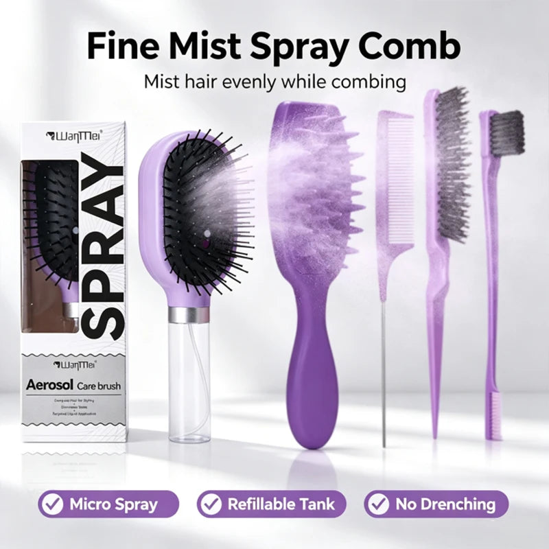 Spray Air Cushion Hair Brush Kit – Detangling Massage Comb Hair Brush Kit PLUSH