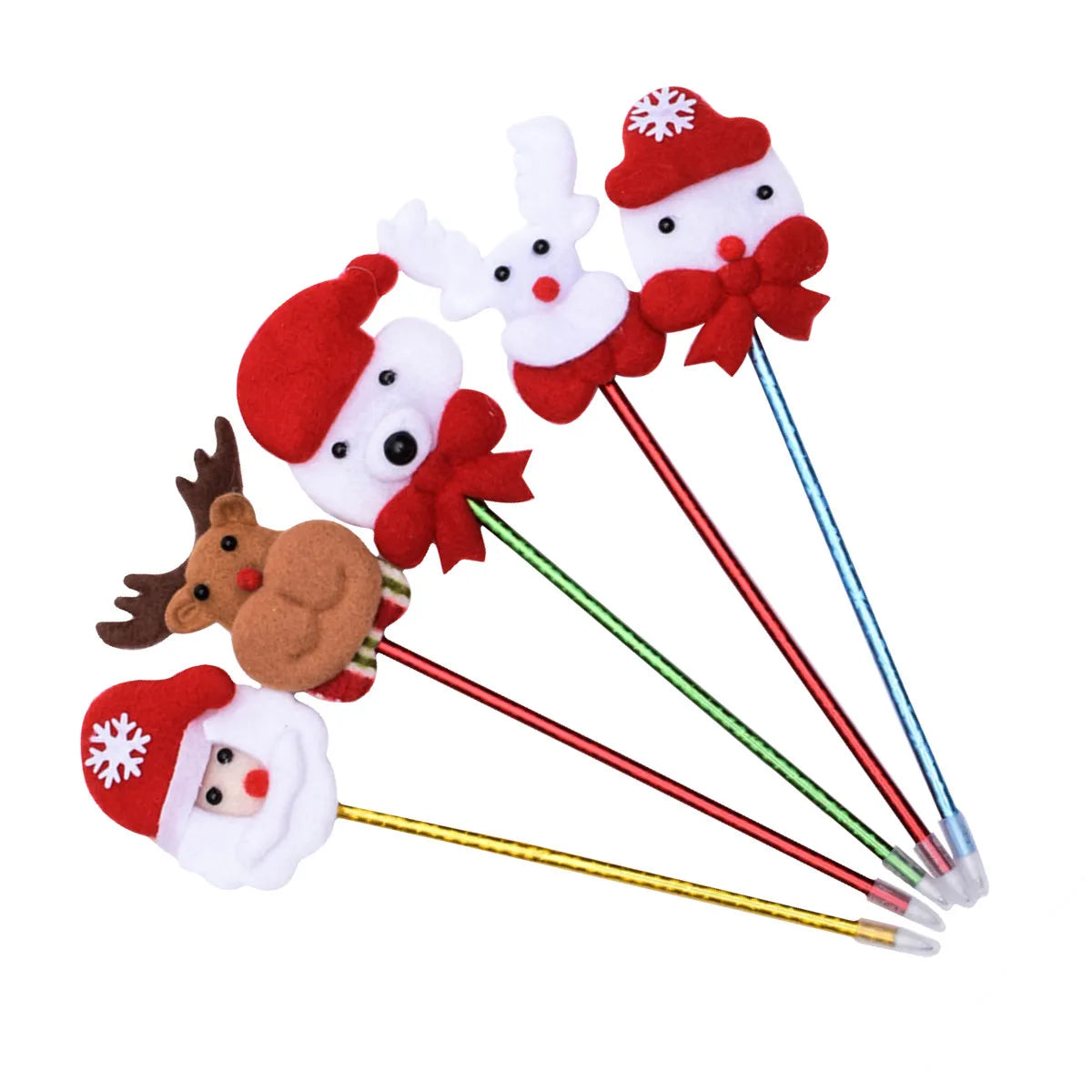 5pcs LED Santa Claus Luminous Pens – Christmas Party Props Novelty LED Pens PLUSH