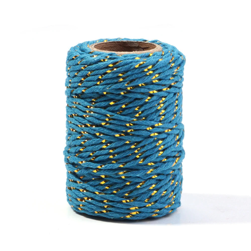 20m Gold Colorful Braided Cotton Cord – DIY Crafts & Gift Wrap Braided Craft Cord PLUSH blue 2mm