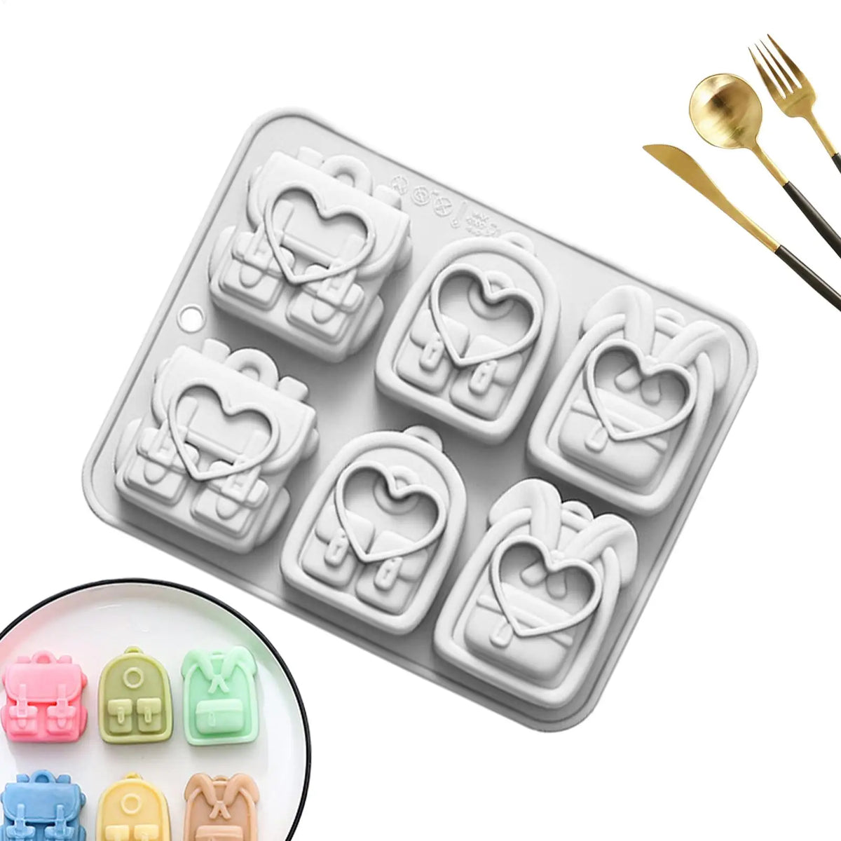 6-Cavity Backpack Silicone Mold – Candy, Chocolate & Ice Silicone Baking Mold PLUSH