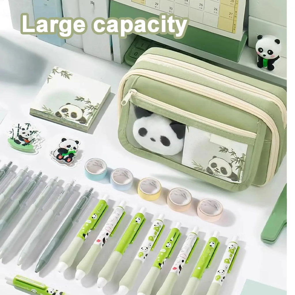 Panda Pencil Case Large Capacity – Brooch, Keychain & Stickers Pencil Case PLUSH