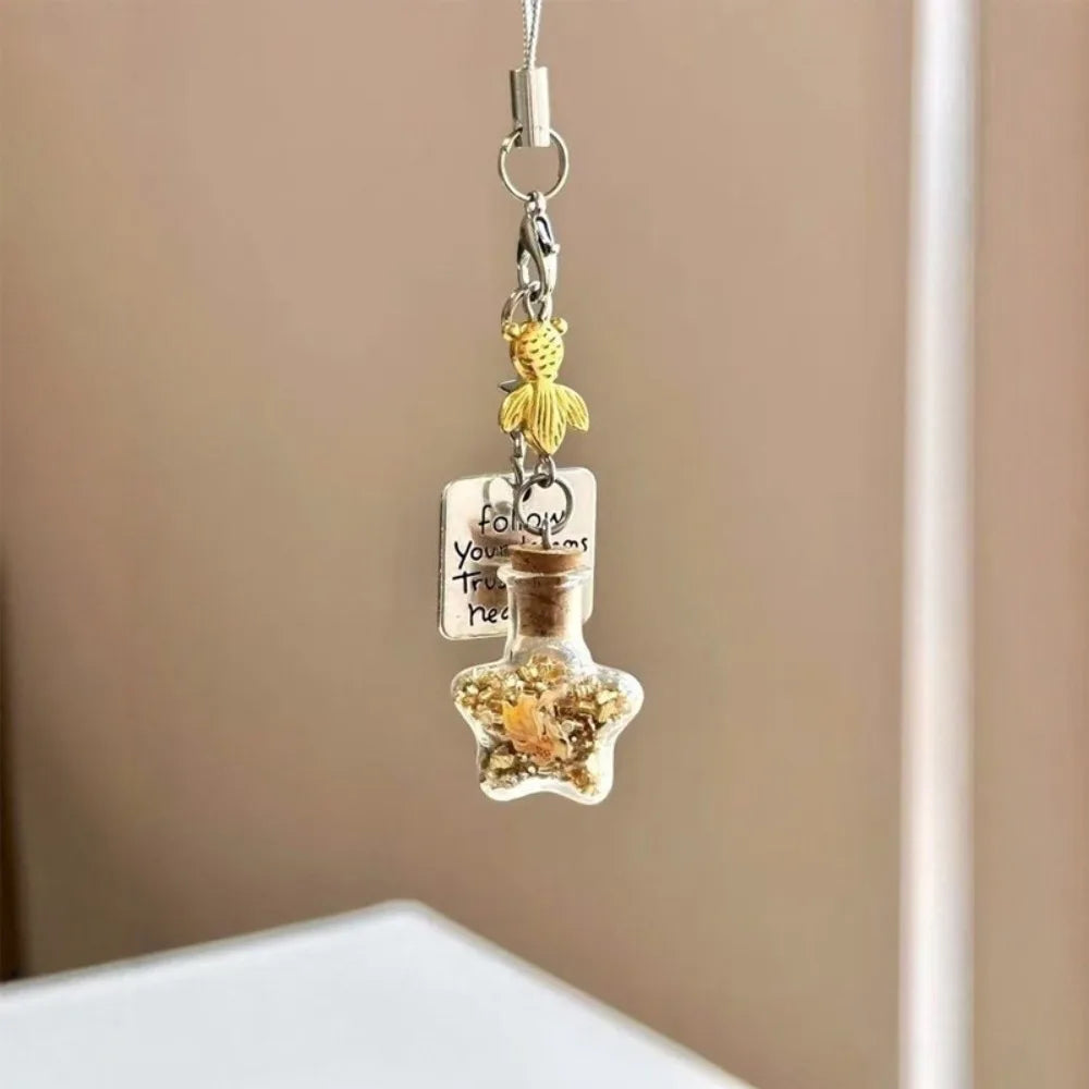 Star Wishing Bottle Wind Chime Keychain – Bag & Phone Charm Decorative Keychain Charm PLUSH Style 3