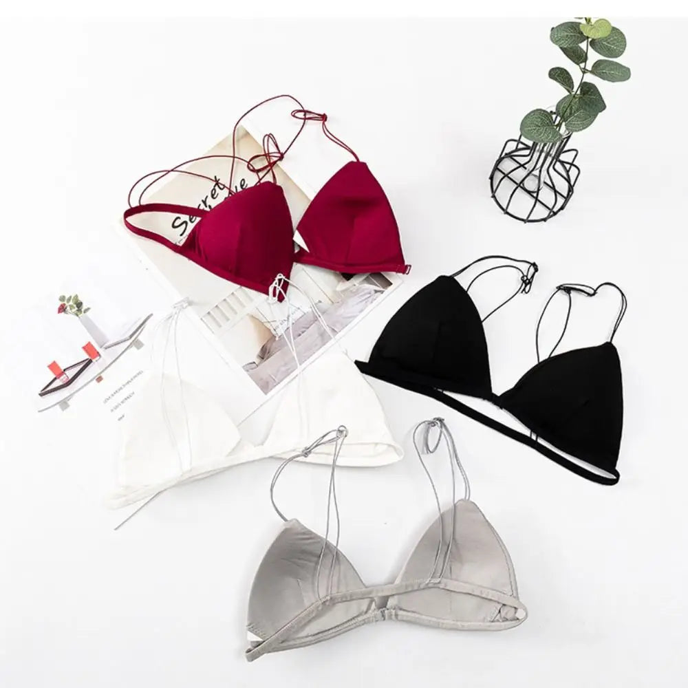 Women's Triangle Wireless Push-Up Bra – French Style Thin Straps Wireless Push-Up Bra PLUSH