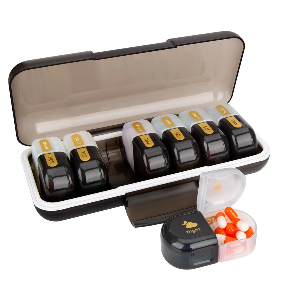 Weekly Pill Organizer AM PM – 7-Day Travel Pill Box Case Pill Organizer PLUSH