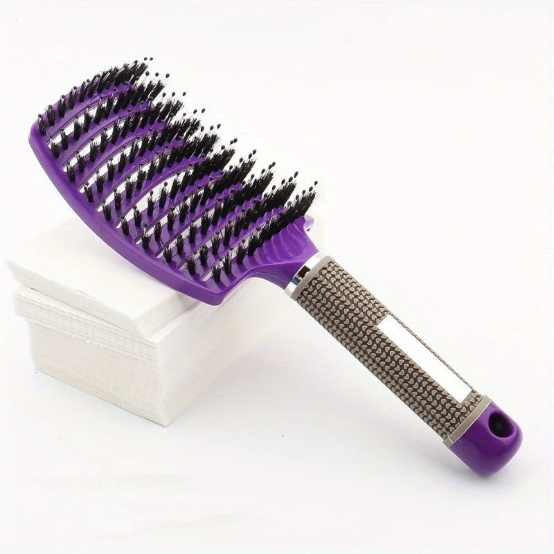 Magic Scalp Massage Detangling Hair Brush – Wet & Curly Detangling Hair Brush PLUSH Purple