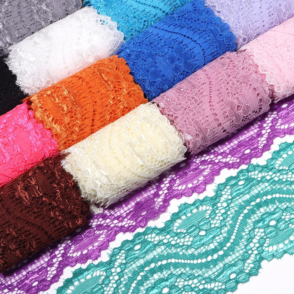 6cm Elastic Floral Lace Trim 2 Yards – DIY Sewing Craft Elastic Lace Trim PLUSH