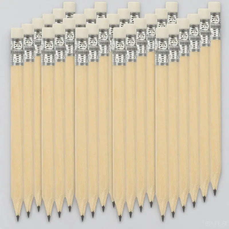 40pcs Mini Wooden Pencils with Erasers – School & Party Mini Wooden Pencils PLUSH